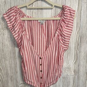 American Eagle Outfitters Striped Blouse in Red and White